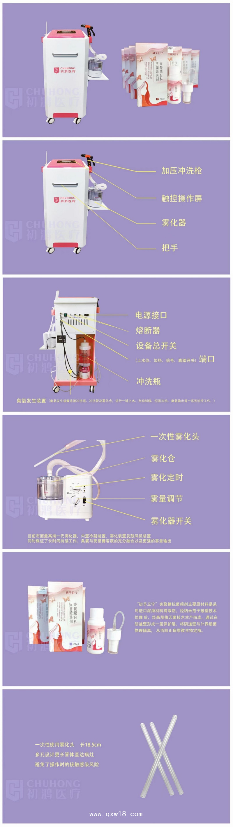 初鴻紅光臭氧婦科治療儀 婦科三氧沖洗器 超聲婦科治療儀