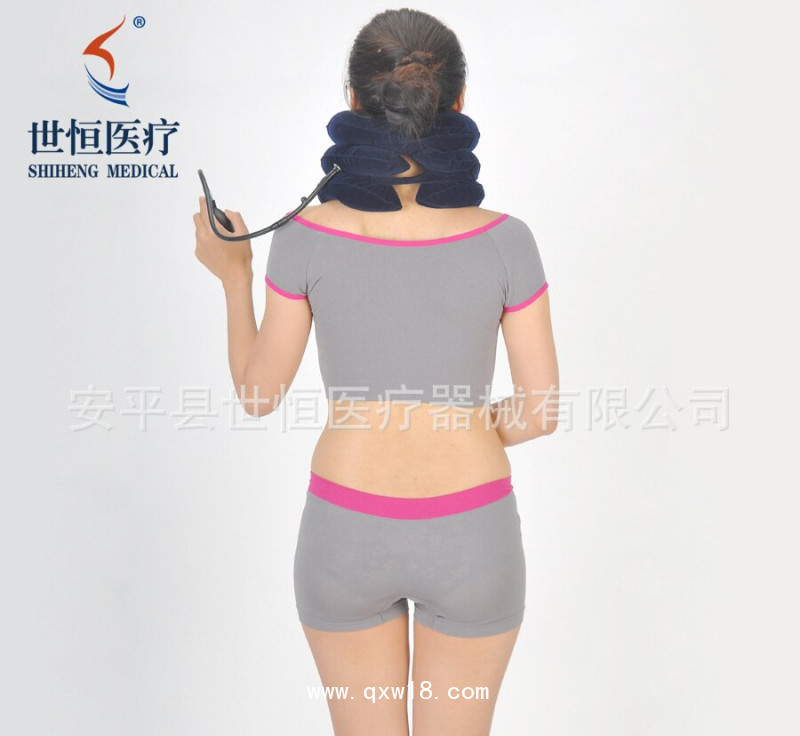 世康恒達(dá) 充氣頸托 三層全絨充氣家用頸托調(diào)節(jié)高度充氣頸椎固定器