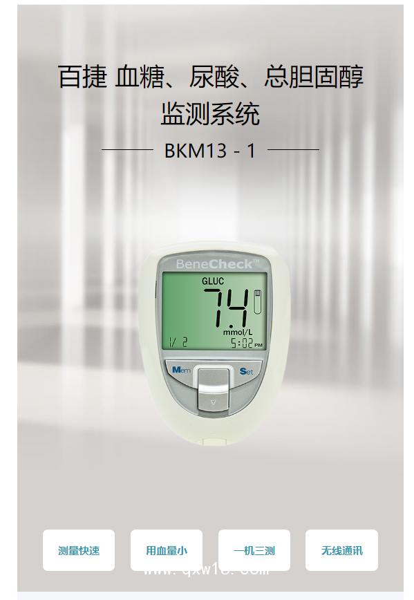 百捷BeneCheck 血糖、尿酸、總膽固醇監(jiān)測系統(tǒng) BKM13－1