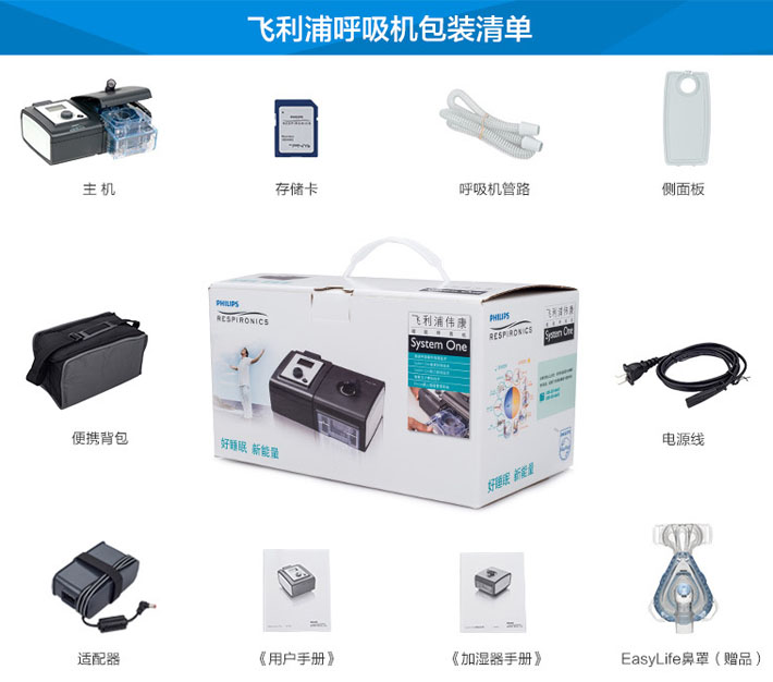 飛利浦偉康657P睡眠呼吸機包裝清單